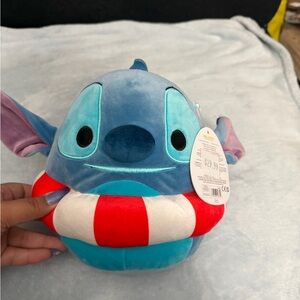 Squishmallows Disney Blue Stitch Plush with Red & White Lifesaver NWT